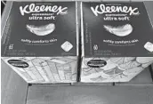  ?? DEE-ANN DURBIN/AP ?? A small box of Kleenex sold in the U.S. now has 60 tissues, down from 65 a few months ago.