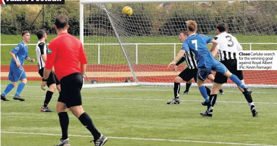  ??  ?? Close Carluke search for the winning goal against Royal Albert (Pic: Kevin Ramage)