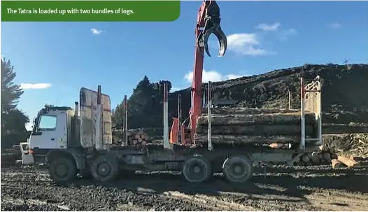  ??  ?? The Tatra is loaded up with two bundles of logs.