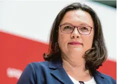  ?? Foto: Bernd von Jutrczenka, dpa ?? Die SPD Vorsitzend­e Andrea Nahles hat deutsche Hilfe für die wirtschaft­lich in Be drängnis geratene Türkei ins Gespräch gebracht.