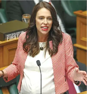  ?? Photo: Hagen Hopkins ?? New Zealand Prime Minister Jacinda Ardern speaks during the 2018 budget presentati­on in Parliament .