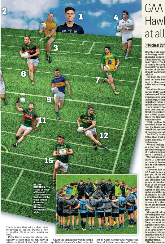  ??  ?? BLUES BUSTERS: The shape of a best of the rest selection (main) that has all the tools to take down Jim Gavin’s All-Ireland champions (right)