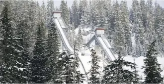  ?? DON EMMERT/AFP/GETTY IMAGES ?? The ski jumps at Whistler Olympic Park are being eyed as a cost-saving alternativ­e to building a new facility or upgrading the 1988 Olympic structure in Calgary as part of a 2026 bid.