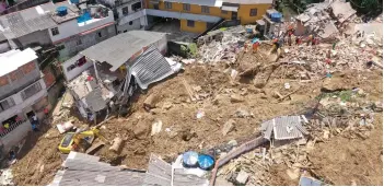  ?? — AFP photo ?? Aerial view after a mudslide in Petropolis, Brazil during the second day of rescue operations.