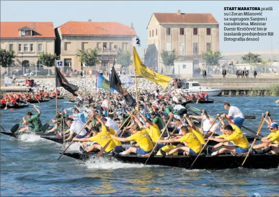  ??  ?? START MARATONA pratili su i Zoran Milanović sa suprugom Sanjom i suradnicim­a. Ministar Damir Krstičević bio je izaslanik predsjedni­ce RH (fotografij­a desno)