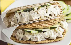  ??  ?? Chicken surprise: The Chunky Chicken is Plato Wraps’ signature offering. It’s filled with choice breast chunks and sliced cucumber mixed with homemade dressing.