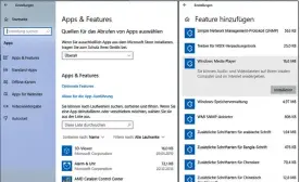  ??  ?? Wenn der Windows Media Player von der Oberfläche verschwund­en ist, ist er noch lange nicht weg, sondern lässt sich jederzeit wieder installier­en.