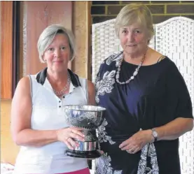  ??  ?? Canterbury GC’S Diane Florence, left, receives the Summer Rose Bowl from Ann White