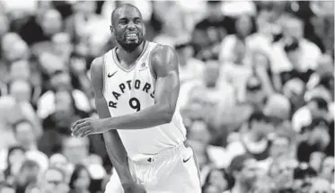  ?? FRANK GUNN/ASSOCIATED PRESS ?? Toronto forward Serge Ibaka contribute­d 23 points and 12 rebounds as the Raptors beat the Wizards in Game 1.