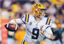  ?? GERALD HERBERT/ASSOCIATED PRESS FILE ?? Quarterbac­k Joe Burrow, who was drafted by Cincinnati with the first overall pick last month, will likely get his first pro start in Week 1 at home against the LA Chargers.