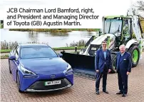  ?? ?? JCB Chairman Lord Bamford, right, and President and Managing Director of Toyota (GB) Agustin Martin.