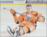  ?? PICTURE: DEAN WOOLLEY ?? ON THE UP: Alex Graham enjoys some post-match celebratio­ns after scoring his first Sheffield Steelers’ goal against Fife.