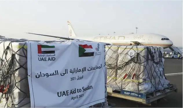  ?? WAM ?? ↑
The UAE sent an aid plane containing 50 metric tonnes of food to Sudan on Tuesday.