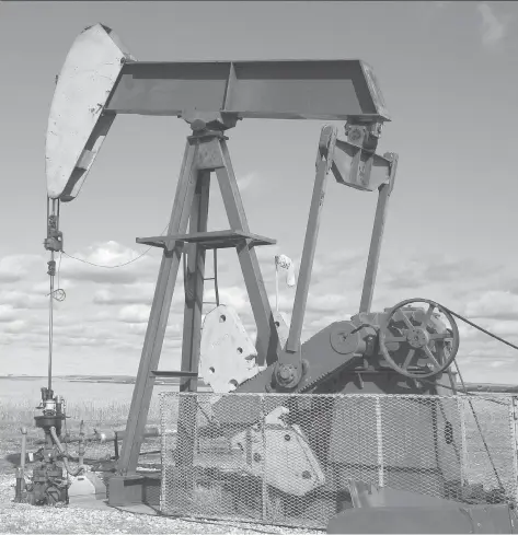  ?? OLIVIA KACHMAN ?? Oilfield service companies have fracked nearly 400 wells in and around Grande Prairie, Alta., so far this year, close to peak activity levels reached in 2014 and a major recovery after several years of decline. Above, a pump jack works near Grande...