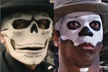  ??  ?? Sinister: A skull-faced character in Spectre and Baron Samedi from 1973’s Live And Let Die