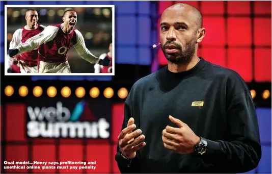  ?? ?? Goal model…Henry says profiteeri­ng and unethical online giants must pay penalty