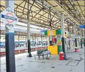  ?? SAMEER SEHGAL/HT ?? Amritsar railway station bore a deserted look on Saturday as the security forces asked the passengers to vacate the platform.