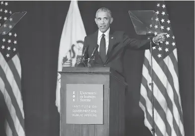  ?? SCOTT OLSON / GETTY IMAGES ?? Former U.S. president Barack Obama has been circumspec­t in his evaluation of Donald Trump’s presidency — until he let loose his criticisms Friday in a speech at the University of Illinois Urbana-Champaign.