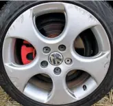  ??  ?? All four alloys are badly scuffed – we’ll probably get them profession­ally repaired.