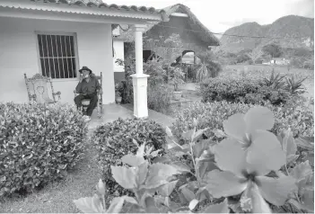  ??  ?? Eduardo Hernandez, owner of a private restaurant and a tobacco cultivator, smokes a cigar outside his house in Vinales, Cuba.