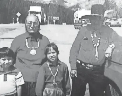  ?? COURTESY OF MARK MENDOZA, MAYESTELLE­S ATTORNEYS ?? A family photo provided by Derek Begay shows his grandfathe­r Sagane Begay (right) and his family during a trip to Colorado.