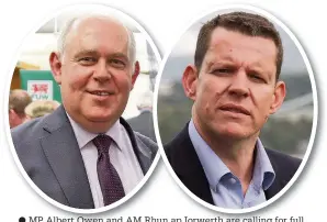  ??  ?? MP Albert Owen and AM Rhun ap Iorwerth are calling for full consultati­on with the public by NatWest