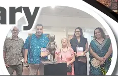  ?? ?? Editor Prof Vijay Naidu, Epeli Hau’ofa Junior, editor Dr Claire Slatter, Hau’ofa’s niece Michelle, and Cresantia Koya at the launch of Rememberin­g Epeli Hau’ofa: His Life and Legacy.