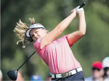  ?? TROY FLEECE ?? Brooke Henderson, of Smiths Falls, Ont., is at 6-under 66 after the first round of the CP Women’s Open at Wascana Country Club in Regina.