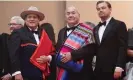  ?? Abaca Press/Alamy ?? Chief Standing Bear, centre, with cast members Yancey Red Corn, left, and Leonardo di Caprio at the Killers Of The Flower Moon premiere in Cannes. Photograph: