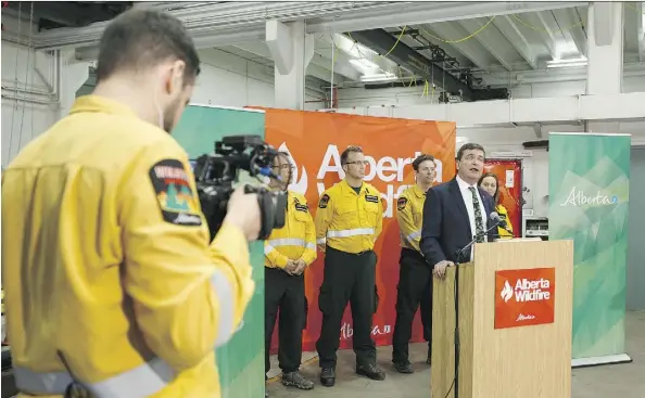  ?? IAN KUCERAK ?? Oneil Carlier, the province’s minister of agricultur­e and forestry, speaks during a press conference at the Alberta Wildlife Provincial Warehouse and Services Centre in Edmonton on Wednesday, The minister announced stiffer individual and corporate...