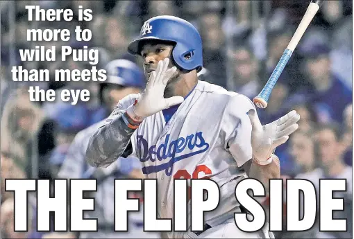  ?? Getty Images ?? HORSE POWER: Yasiel Puig, whose nickname is the Wild Horse, has hit .414/.533/1.250 in the postseason, which has been a major reason the Dodgers are in their first World Series since 1988.