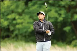  ?? TIM NWACHUKWU — GETTY IMAGES ?? Chico’s Kurt Kitayama plays during the final round of the Wells Fargo Championsh­ip on Sunday in Potomac, Md.