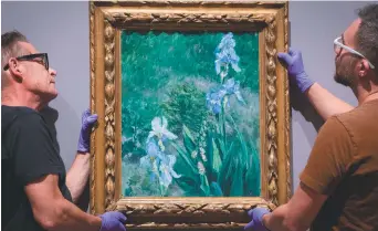  ??  ?? Iris bleus, jardin du Petit Gennevilli­ers, chef-d’oeuvre daté de 1892, sera exposé à partir de samedi, au MBA de l’Ontario. - La Presse canadienne: HO-AGO, Dean Tomlinson