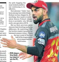  ?? PTI ?? ■ RCB skipper Virat Kohli has failed to win the IPL.