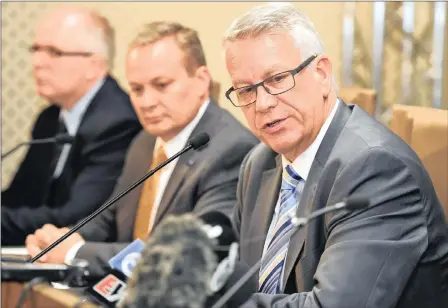 ?? PHOTO: SIYASANGA MBAMBANI ?? The president and chief executive of Ford’s sub-Saharan Africa region, Jeff Nemeth (right), says Ford has determined that the Ford Kuga fires are due to overheatin­g caused by a lack of coolant in circulatio­n.