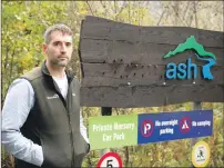  ?? F41 Stramash 01 ?? Cameron Sprague beside the nursery’s vandalised sign.