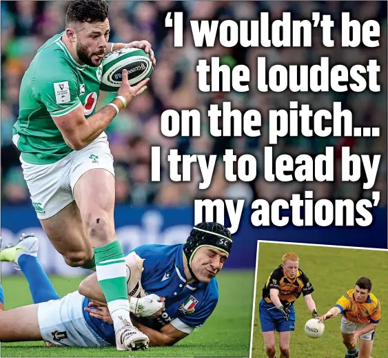  ?? ?? FORM: Henshaw (main) has excelled in Six Nations and (right) in his GAA days in school