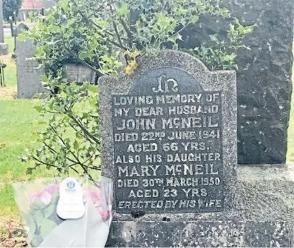  ??  ?? Flowers laid at John Mcneill’s grave by officers in an act of atonement.