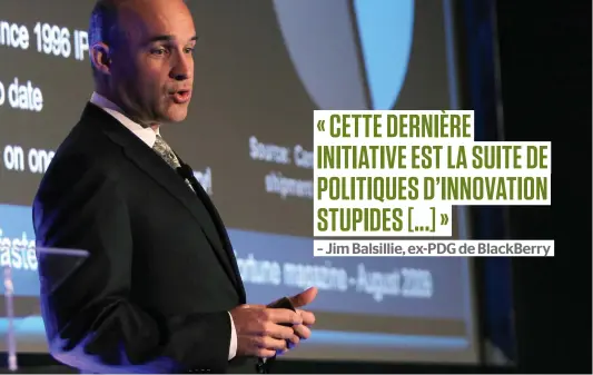  ?? PHOTO D’ARCHIVES ?? L’EX-PDG de Blackberry, Jim Balsillie, a critiqué à pareille date l’an dernier l’approche gouverneme­ntale en matière d’innovation.