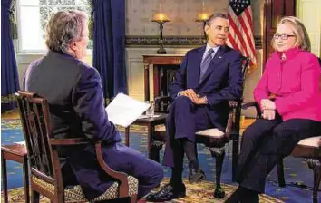  ??  ?? President Barack Obama and Secretary of State Hillary Rodham Clinton with 60 Minutes correspond­ent Steve Kroft.
AP