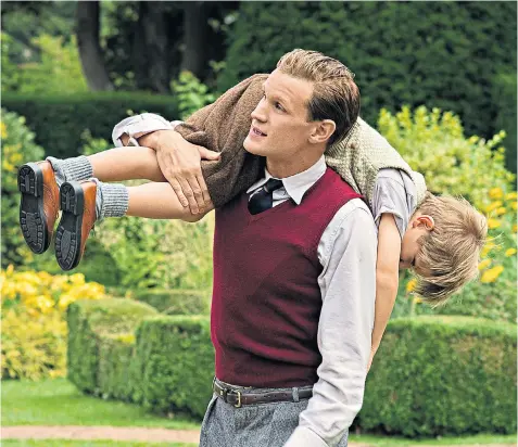  ??  ?? Matt Smith, above, as Philip with the young Prince Charles; right, the real father and son as they are now; left, the Duke with the Queen, Prince Charles and Princess Anne