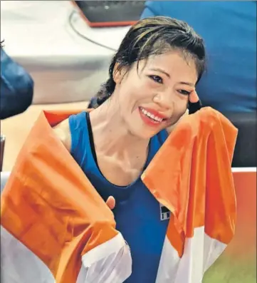  ?? SANJEEV VERMA/HT PHOTO ?? ■ Mary Kom toyed with her opponents throughout the five bouts, displaying huge amount of experience.