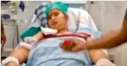  ??  ?? Video grab of a tantrik performing puja as a ‘cure’ for the patient at Dinanath Mangeshkar Hospital in Mumbai.