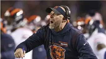  ?? AP file ?? MATT NA, NA, NOT GOING TO WORK HERE ANYMORE: Chicago Bears head coach Matt Nagy was fired after the team went 6-11 and failed to make the playoffs.