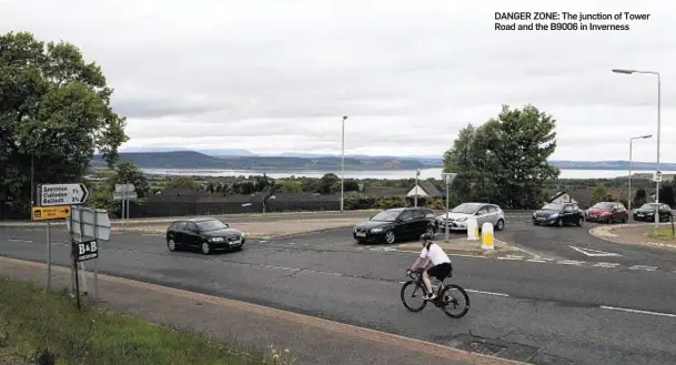  ??  ?? DANGER ZONE: The junction of Tower Road and the B9006 in Inverness