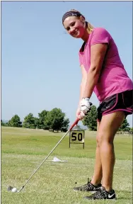 ?? MARK HUMPHREY ENTERPRISE-LEADER ?? Farmington senior Brooklyn Warren helped the Lady Cardinals finish in a tie for fourth place with Magnolia at the state 5A golf tournament held at Hot Springs Sept. 28. The Lady Cardinals, including: Warren, Camden Burris, Jordan Horn, and Jaine...