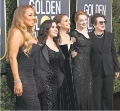  ?? PHOTOS BY DAN MACMEDAN/USA TODAY ?? Mariah Carey, America Ferrera, Natalie Portman, Emma Stone and Billie Jean King stood in solidarity on the red carpet.
