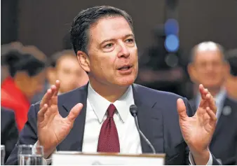  ?? Matt McClain / Washington Post (top), Alex Brandon / Associated Press ?? Former FBI Director James Comey testifies during a Senate Intelligen­ce Committee hearing on Capitol Hill. Comey said President Donald Trump sought his loyalty.