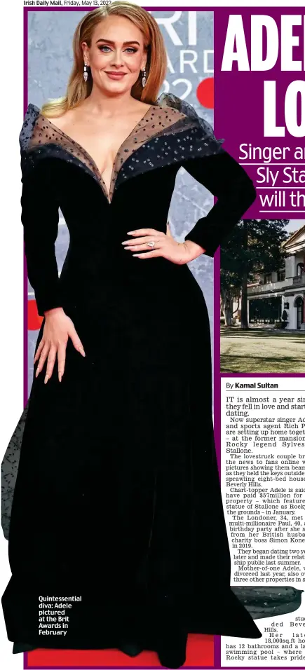  ?? ?? Quintessen­tial diva: Adele pictured at the Brit Awards in February