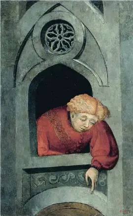  ?? JORDI CALVERAS / MNAC ?? Jove abocat a la finestra, c. 1400-1415, de Lluís Borrassà